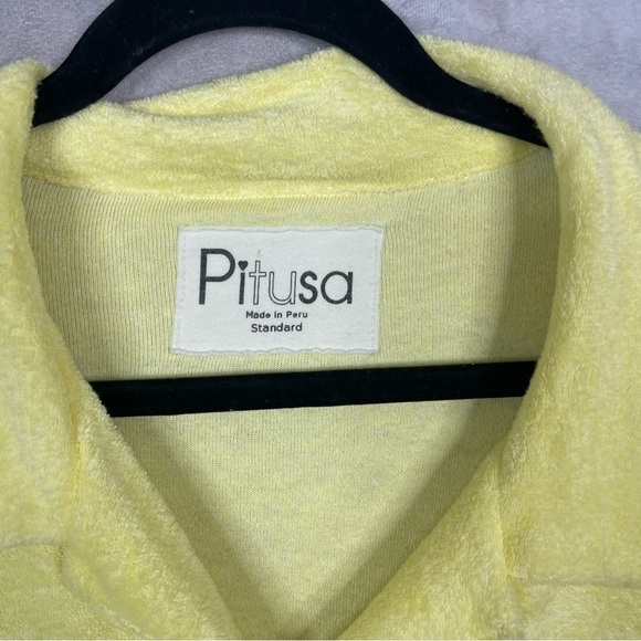 Pitusa Terry Cloth Button-Down Short Sleeve Top In Yellow Women's Sz Standard OS - Picture 4 of 6